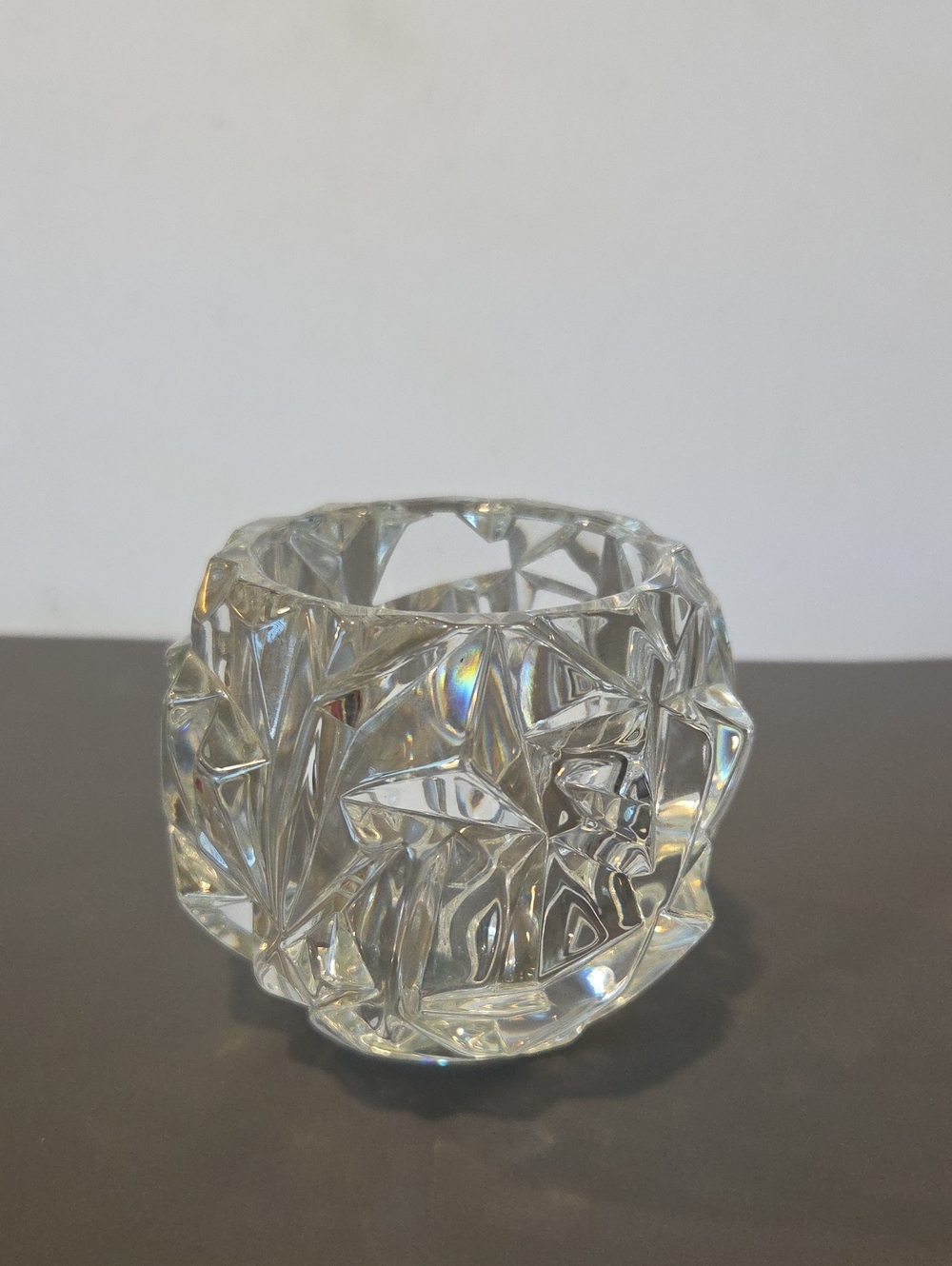 Tiffany &c Co Crystal Rock Clear Faceted Glass Votive Holder